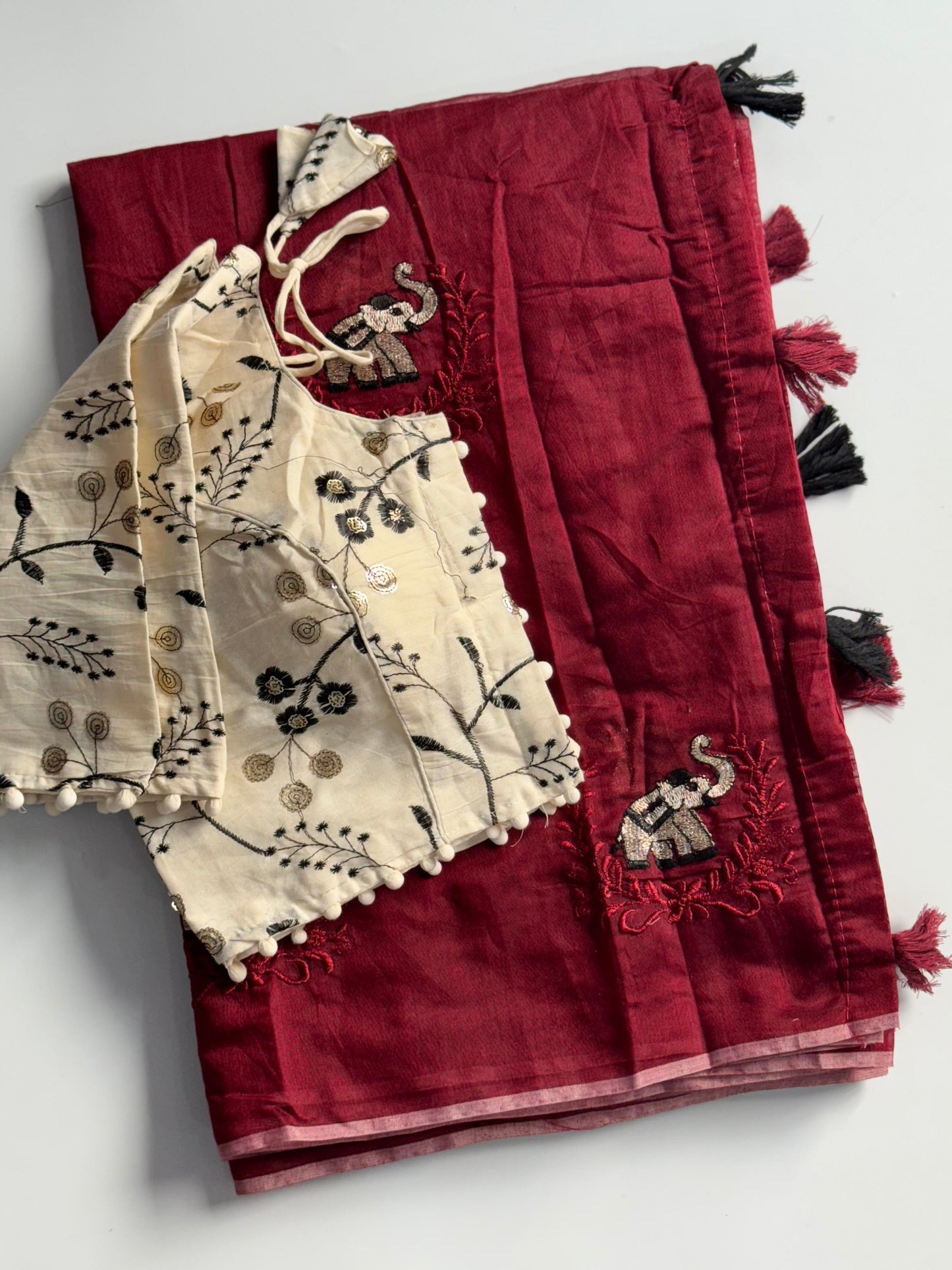 Graceful Elephant Design Chanderi Silk Saree