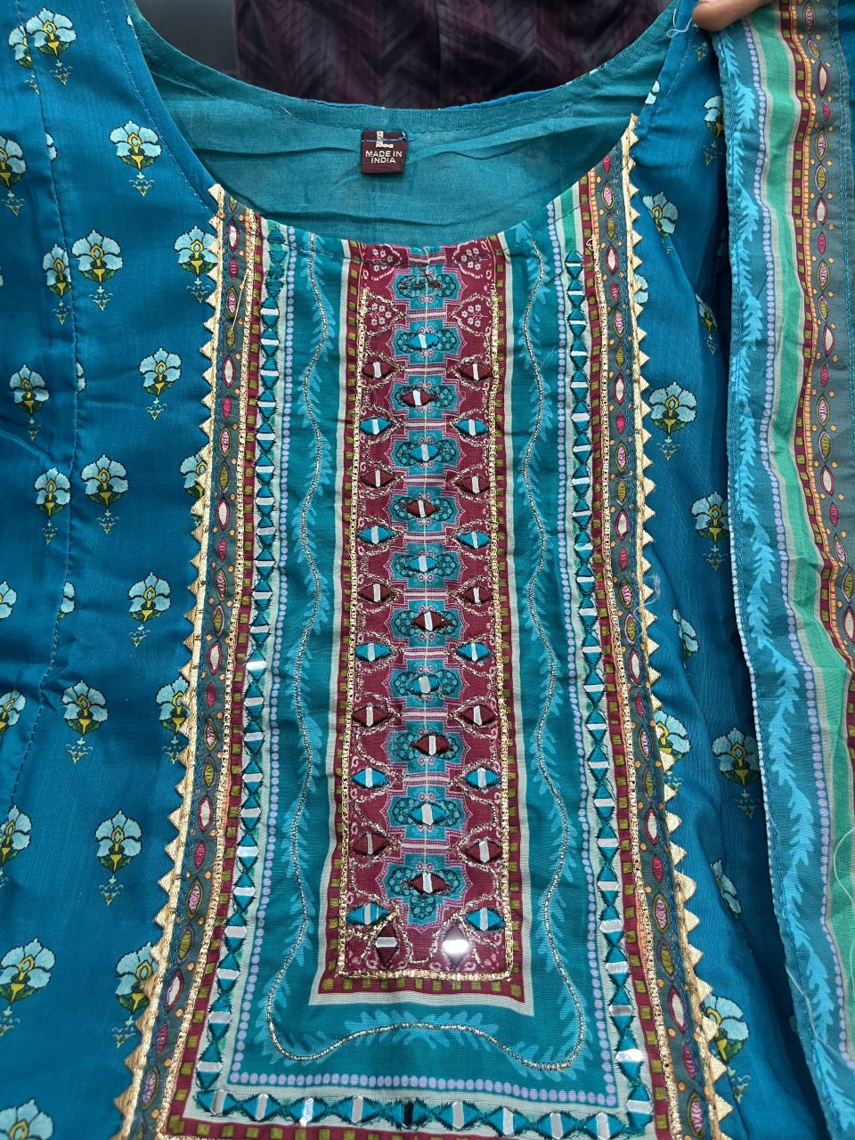 Rajasthani Blue Anarkali Plazo And Dupatta Set