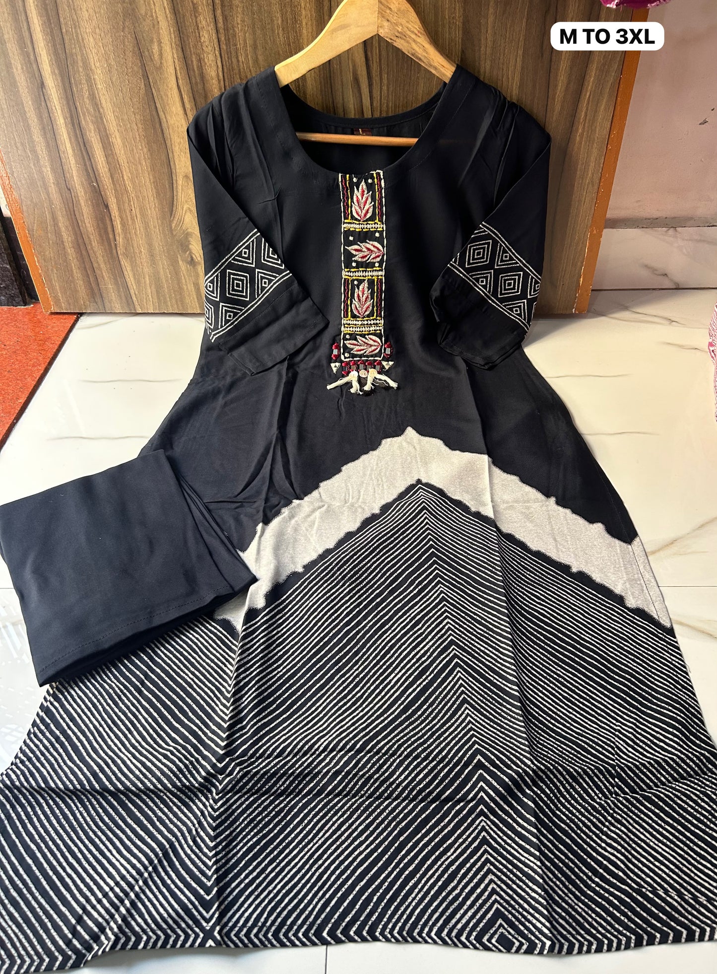 Beautiful Embroidered Kurti And Plazo Co-Ord Set