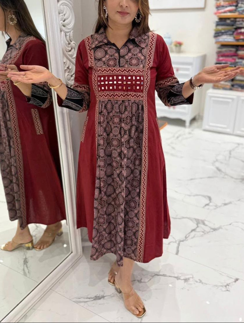 Elegant One-Piece Gown Style Cotton Kurta