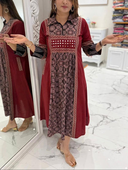 Elegant One-Piece Gown Style Cotton Kurta