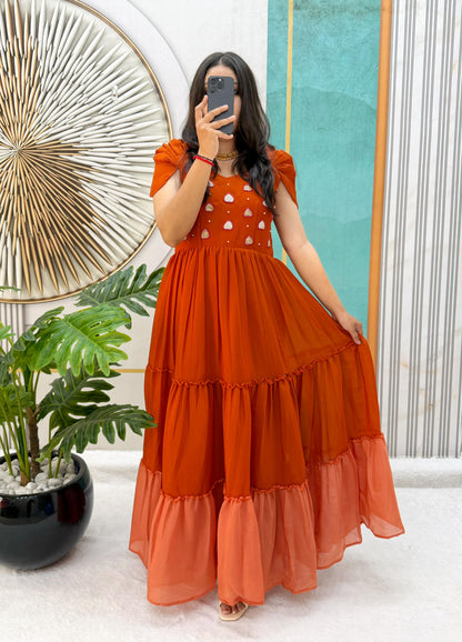 Stylish Maggam Work Mul Cotton Dress