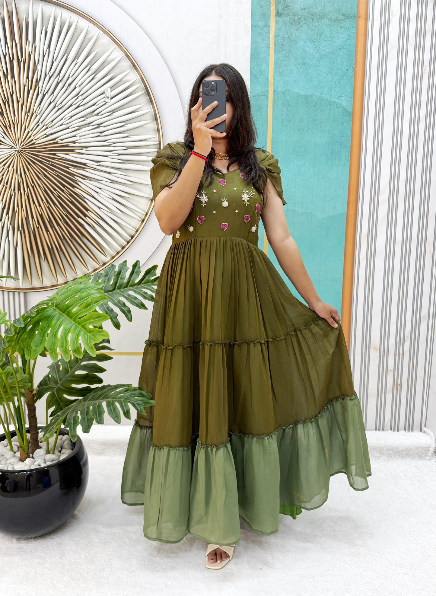 Stylish Maggam Work Mul Cotton Dress