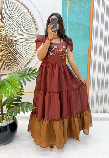 Stylish Maggam Work Mul Cotton Dress