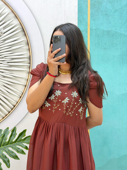 Stylish Maggam Work Mul Cotton Dress
