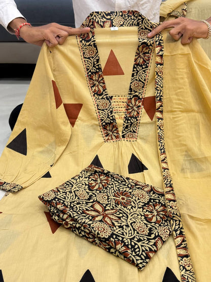 Stylish Ajrakh Print Pure Cotton Kurta Set