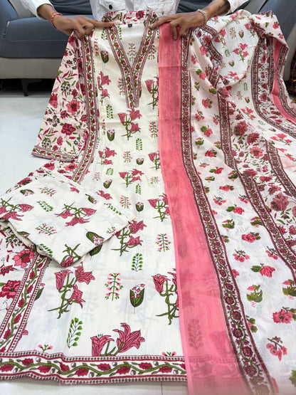 Gorgeous Gulab Pure Taj Cotton Kurta Set