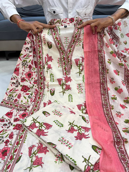 Gorgeous Gulab Pure Taj Cotton Kurta Set