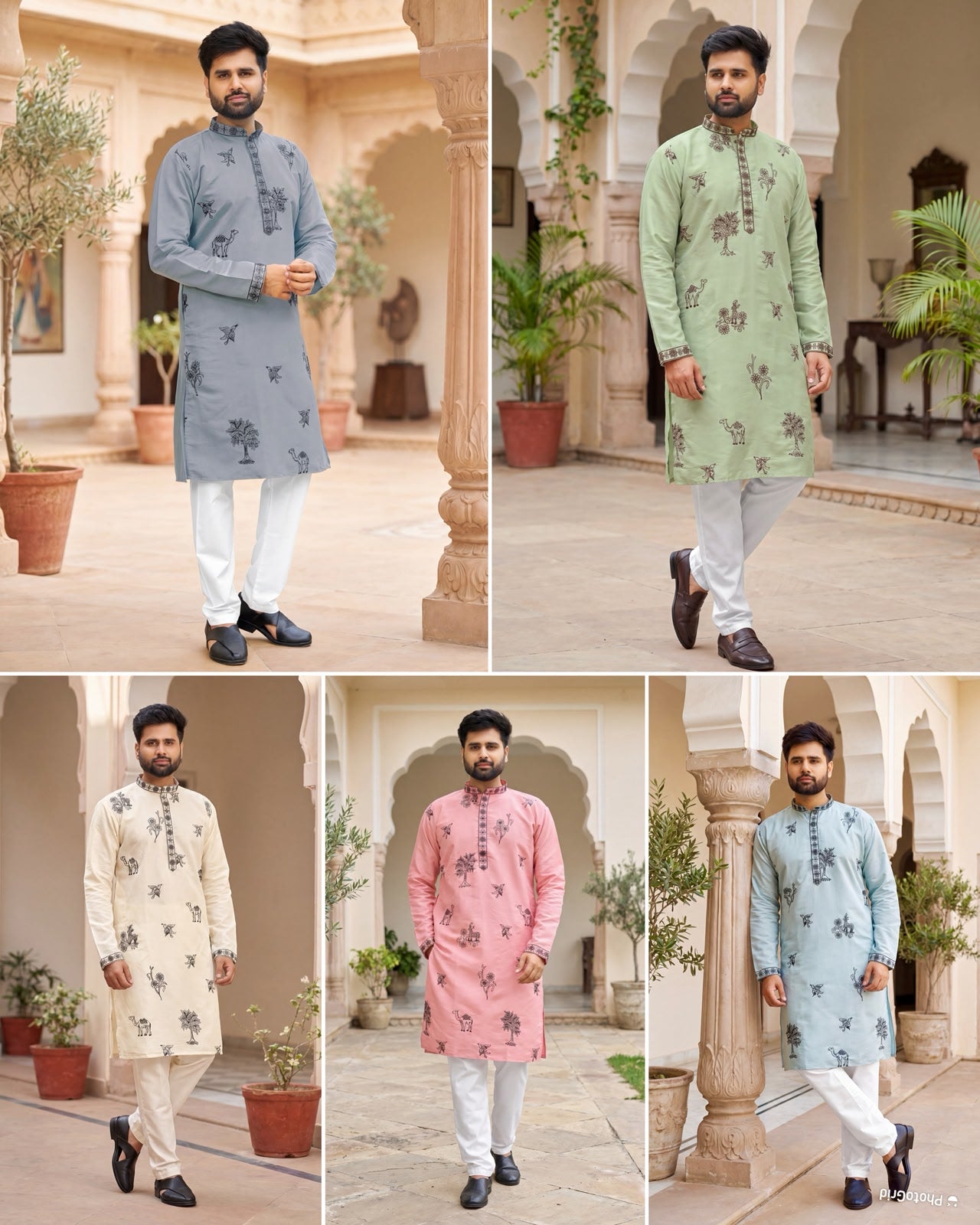 Designer Men's Party Wear Kurta Set (in pastel shades)