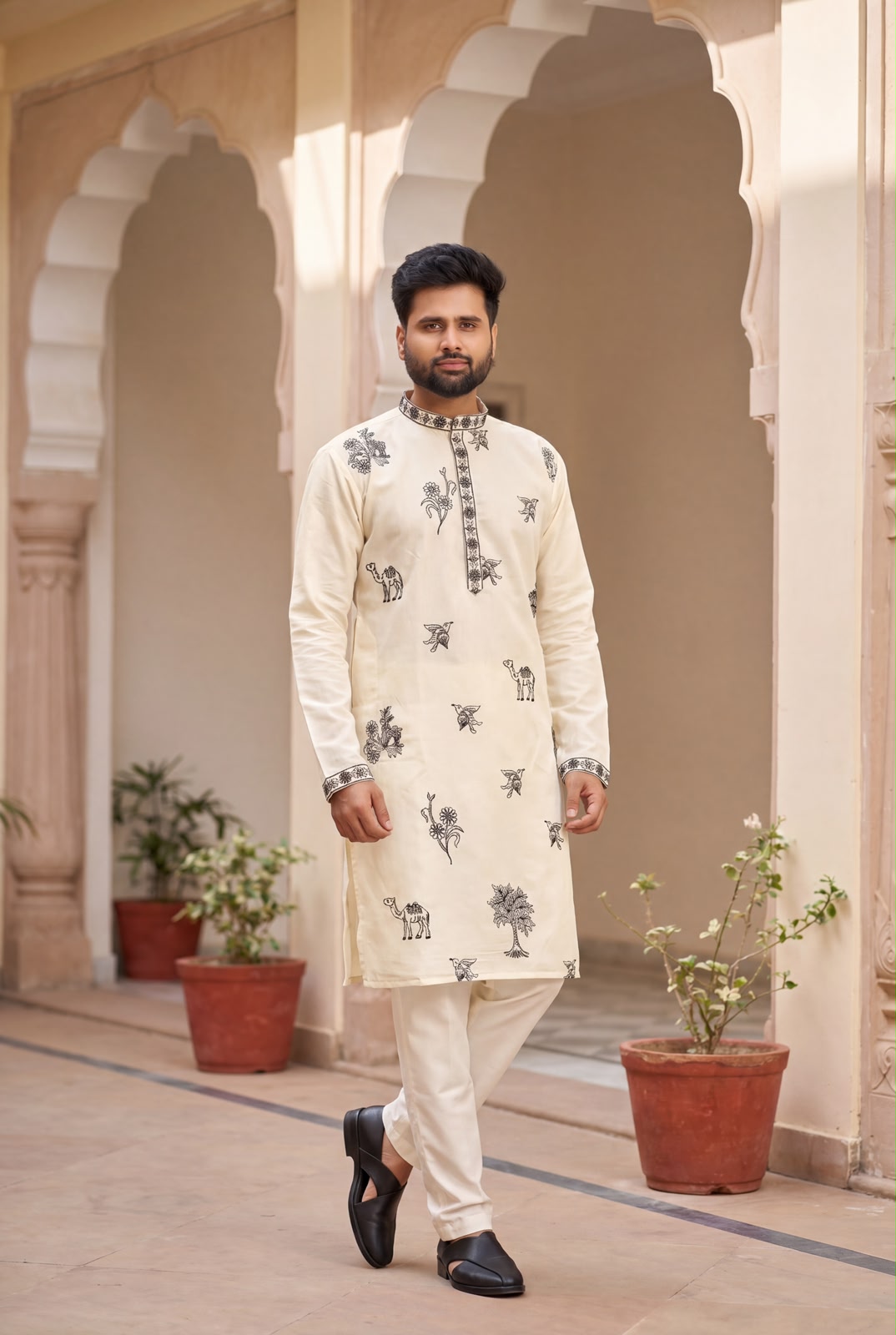 Designer Men's Party Wear Kurta Set (in pastel shades)