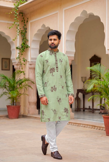 Designer Men's Party Wear Kurta Set (in pastel shades)