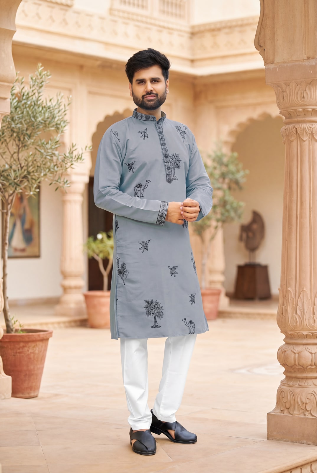 Designer Men's Party Wear Kurta Set (in pastel shades)