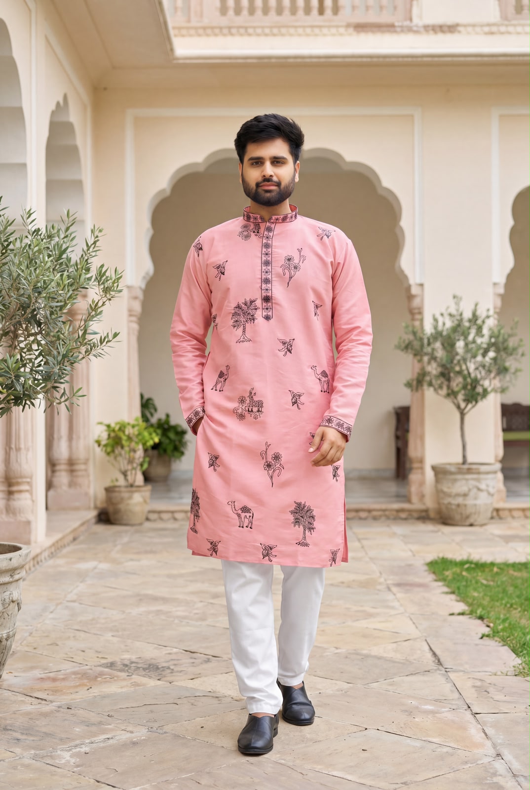Designer Men's Party Wear Kurta Set (in pastel shades)