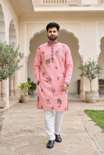 Designer Men's Party Wear Kurta Set (in pastel shades)