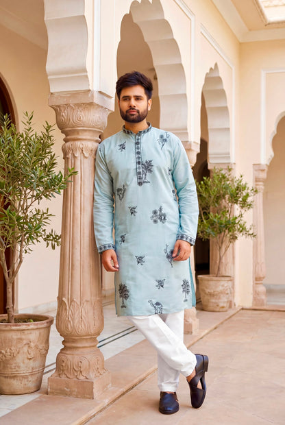 Designer Men's Party Wear Kurta Set (in pastel shades)