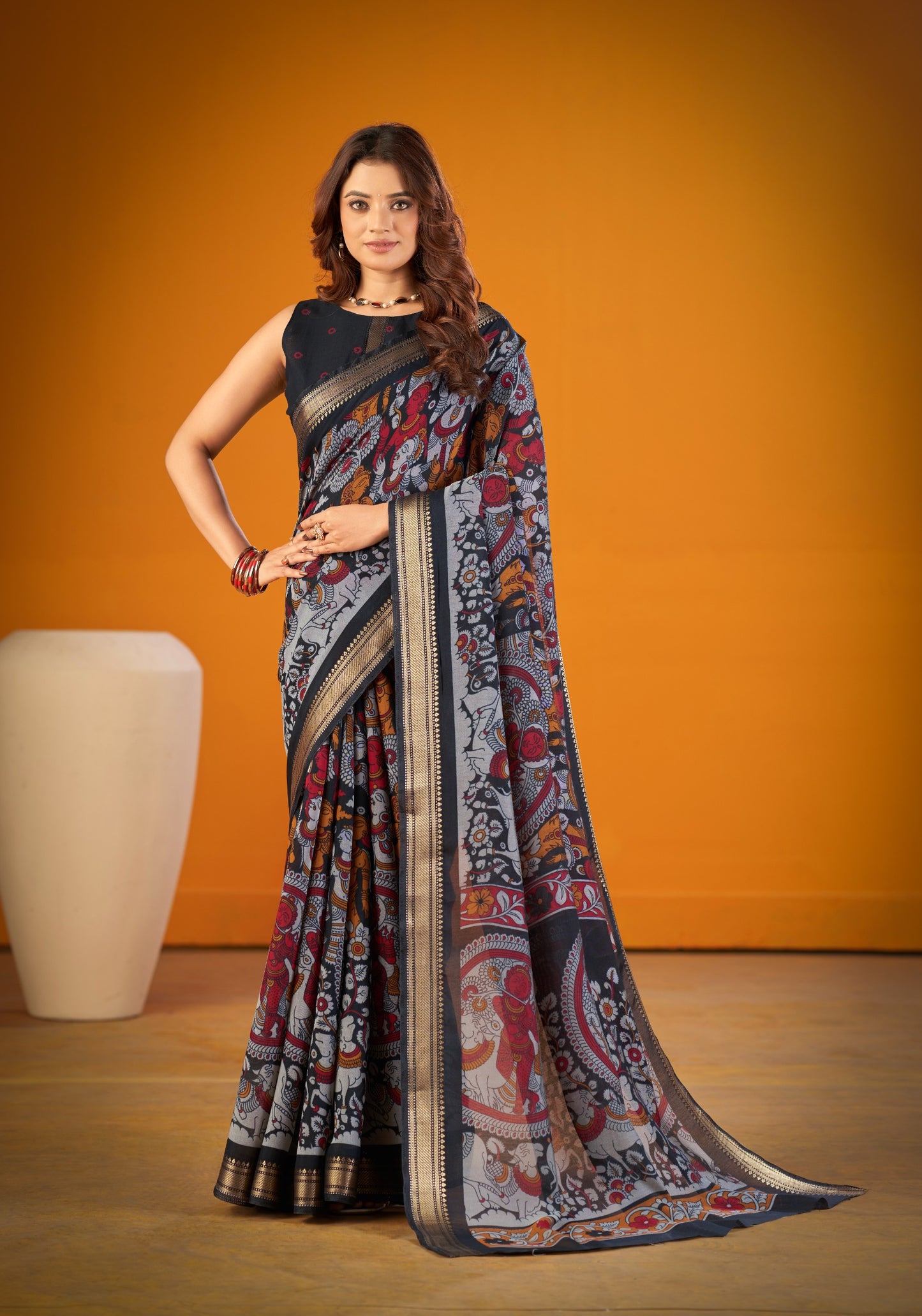 Exclusive Kalamkari Chanderi Saree