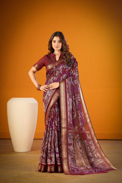 Exclusive Kalamkari Chanderi Saree