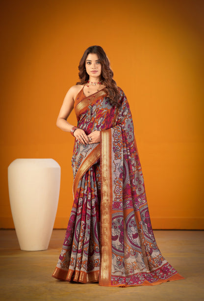 Exclusive Kalamkari Chanderi Saree