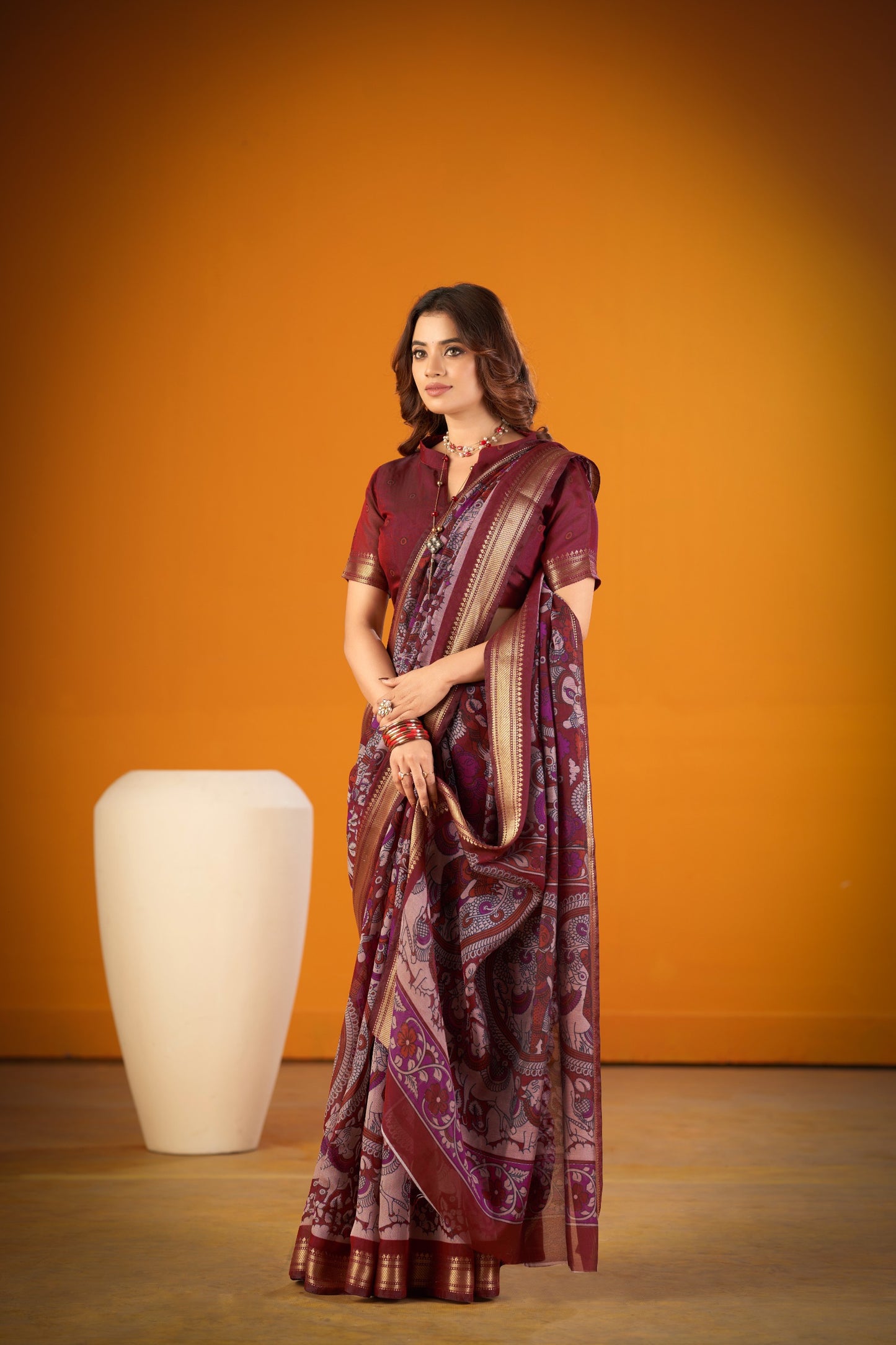Exclusive Kalamkari Chanderi Saree