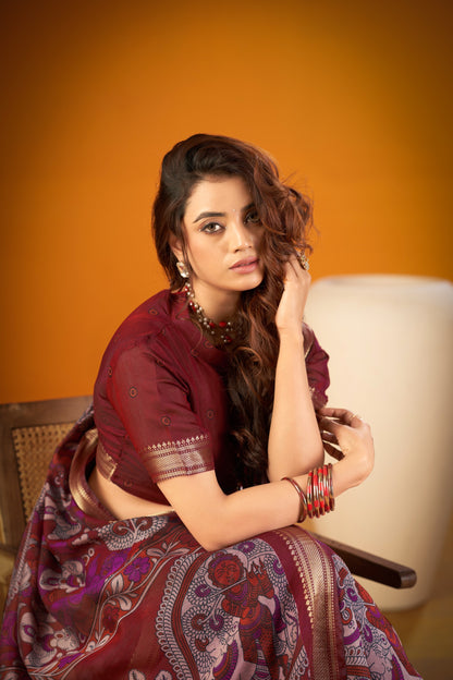 Exclusive Kalamkari Chanderi Saree
