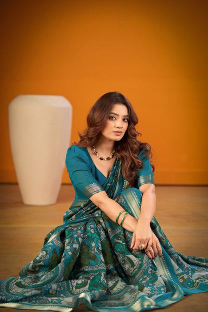 Exclusive Kalamkari Chanderi Saree