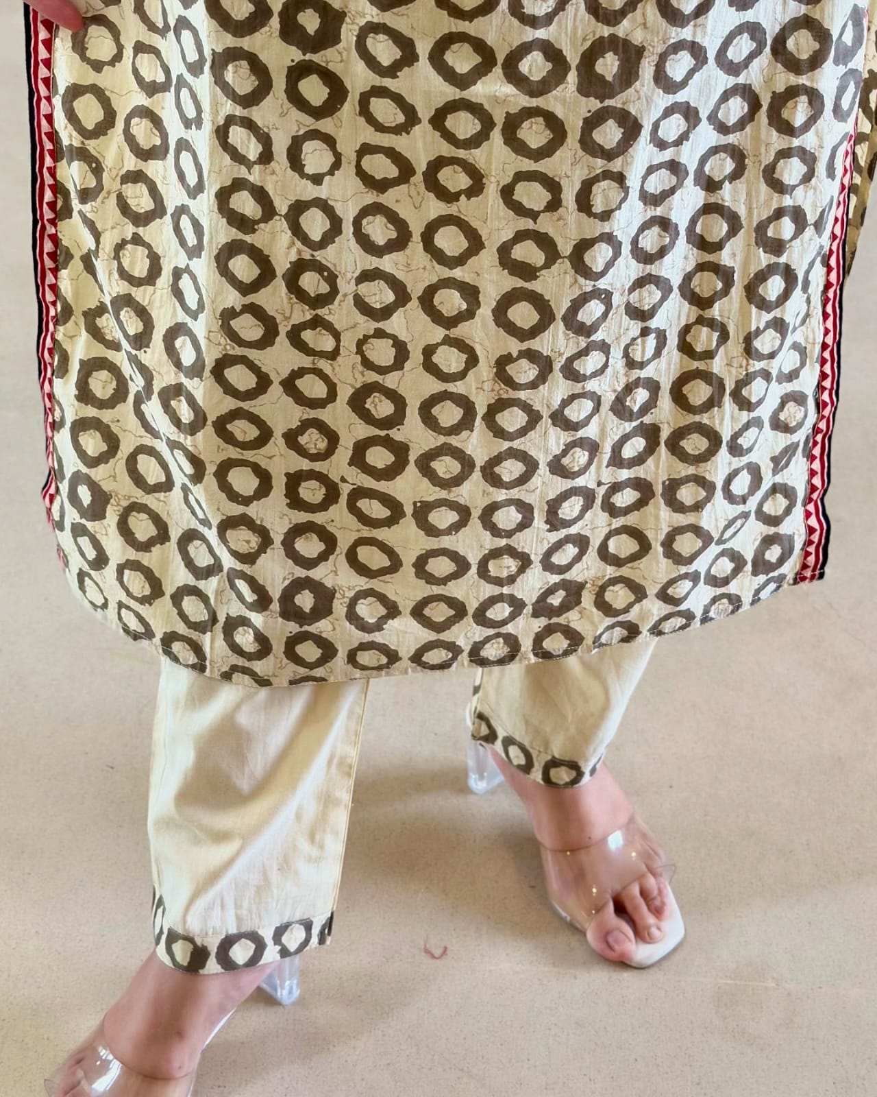 Elegant Ajrakh Muslin Kurta Set With Handwork Detailing