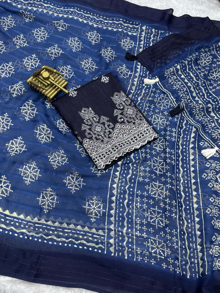 Elegant Georgette Saree With Motif Prints