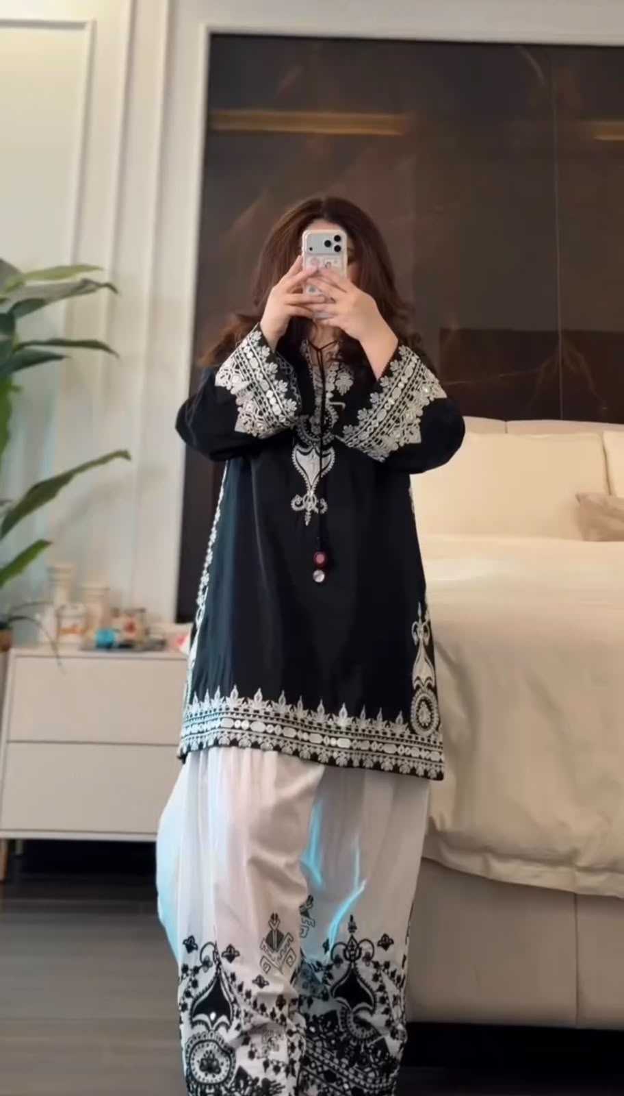 Designer Black & White Farshi Salwar Set