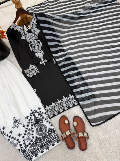 Designer Black & White Farshi Salwar Set