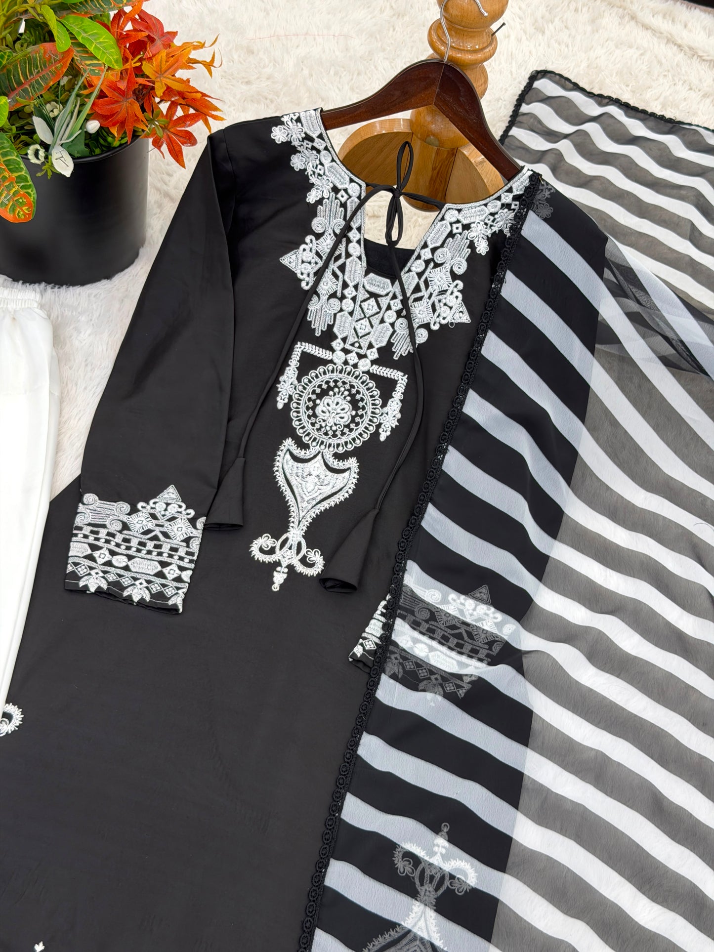 Designer Black & White Farshi Salwar Set