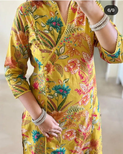 Elegant Cotton Kurta Set With Beautiful Handwork Detailing