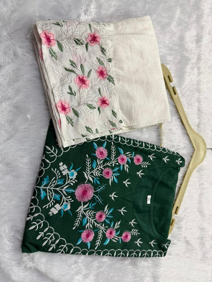 Elegant Embroidered Pure Cotton Co-Ord Set