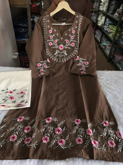 Elegant Embroidered Pure Cotton Co-Ord Set