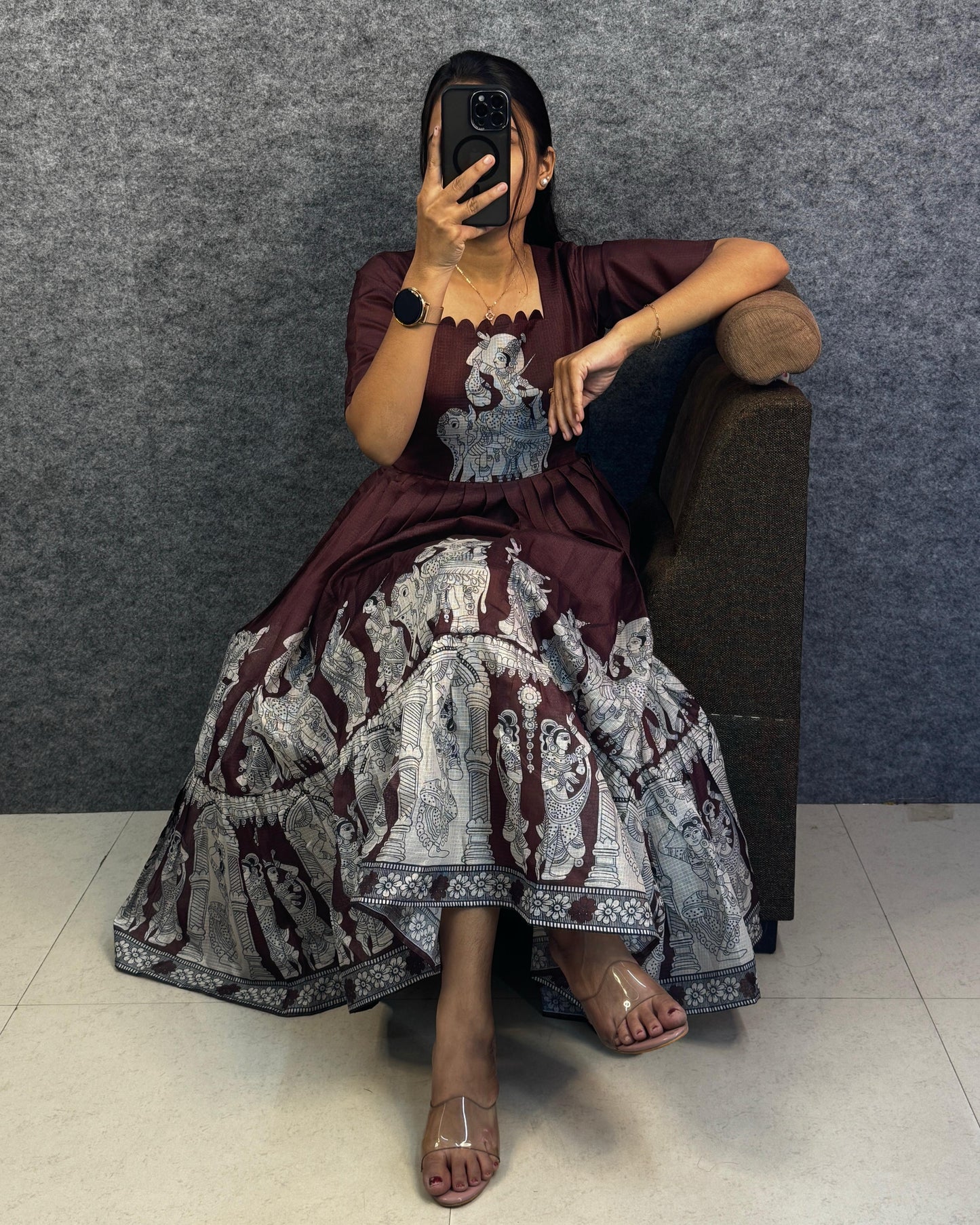Kalahasti Kalamkari Pure Kota Cotton Maxi Dress