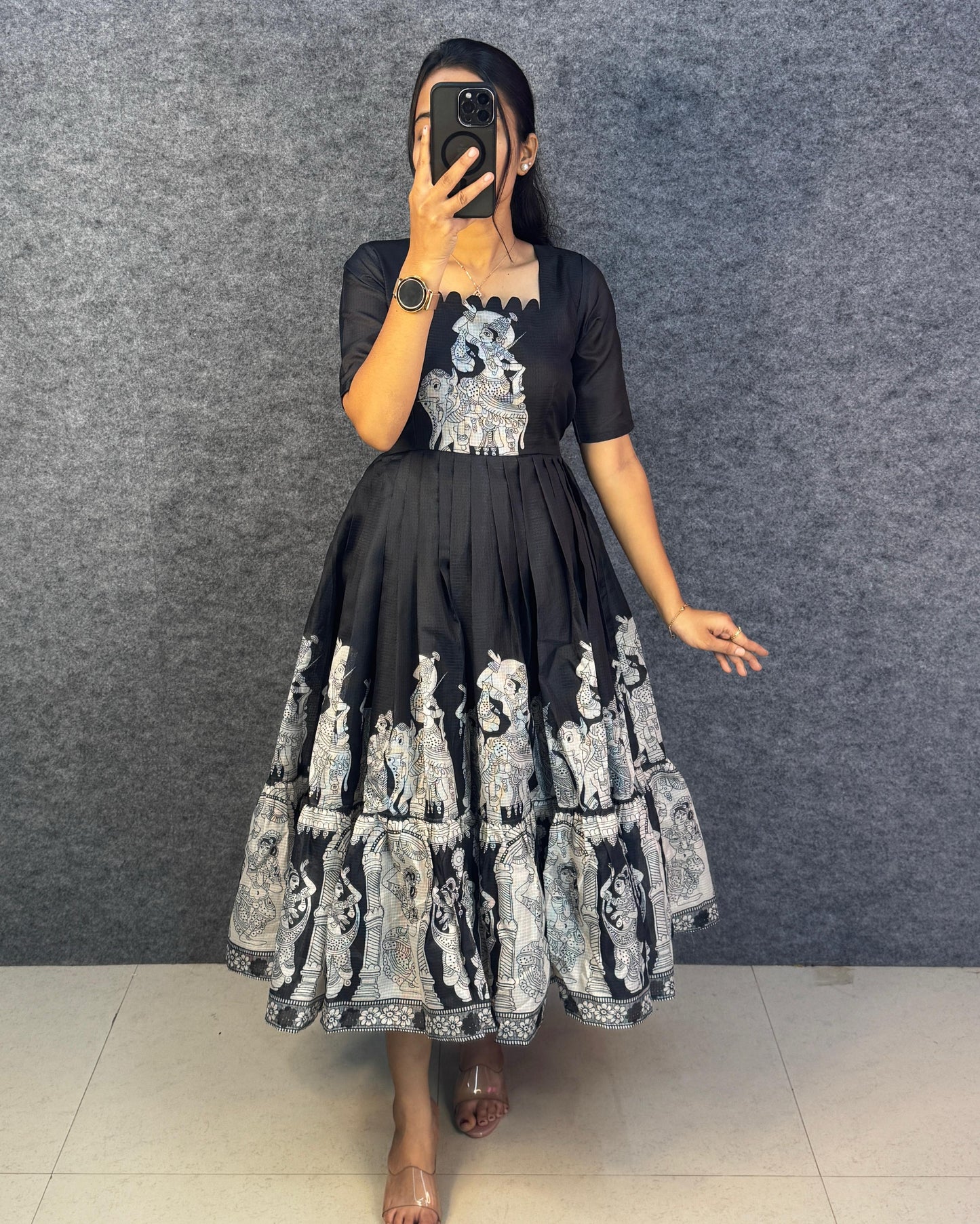 Kalahasti Kalamkari Pure Kota Cotton Maxi Dress