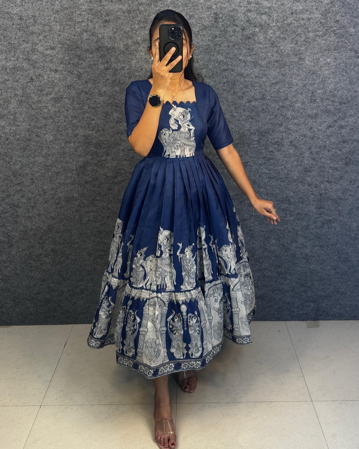 Kalahasti Kalamkari Pure Kota Cotton Maxi Dress
