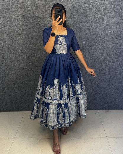 Kalahasti Kalamkari Pure Kota Cotton Maxi Dress