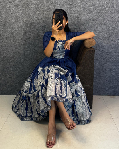 Kalahasti Kalamkari Pure Kota Cotton Maxi Dress