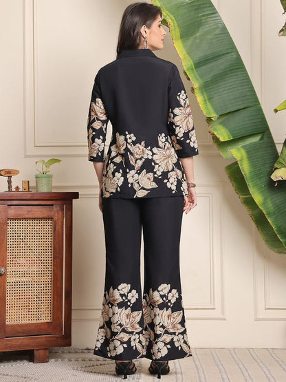 Stylish Discharge Print Co-ord Set With Bell-Bottom Pants