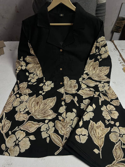 Stylish Discharge Print Co-ord Set With Bell-Bottom Pants