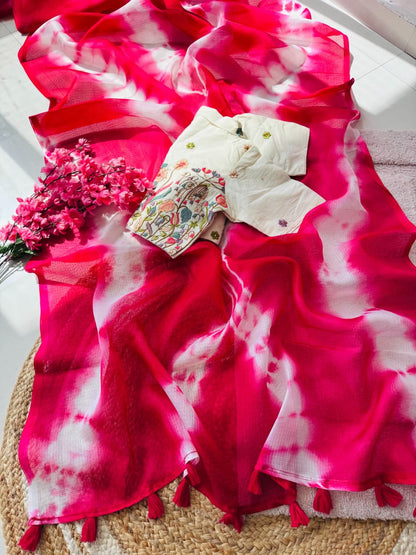 Trendy Tie & Dye Kota Doriya Saree