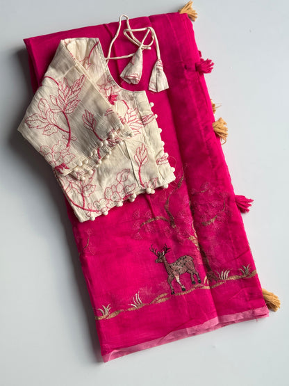 Hiran & Tree Chanderi Silk Saree