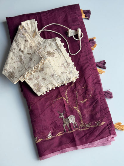Hiran & Tree Chanderi Silk Saree