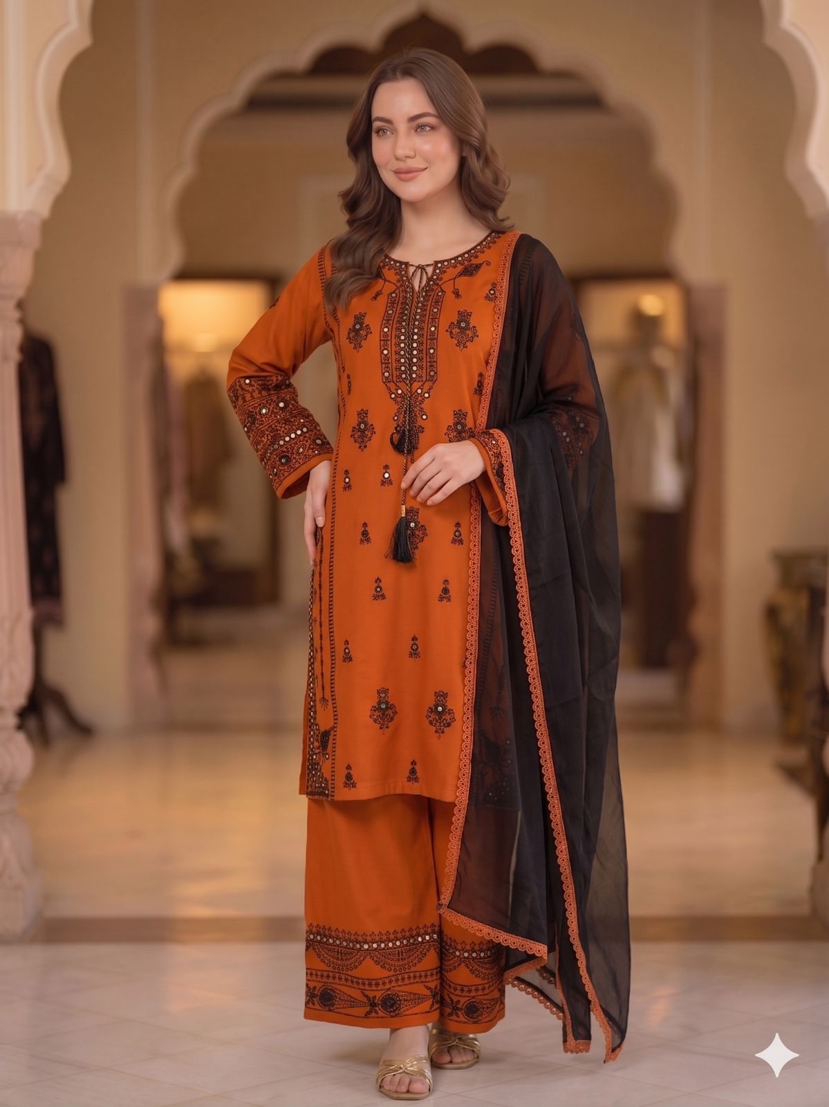 Stunning Embroidered Rayon Suit Set