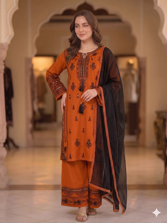 Stunning Embroidered Rayon Suit Set