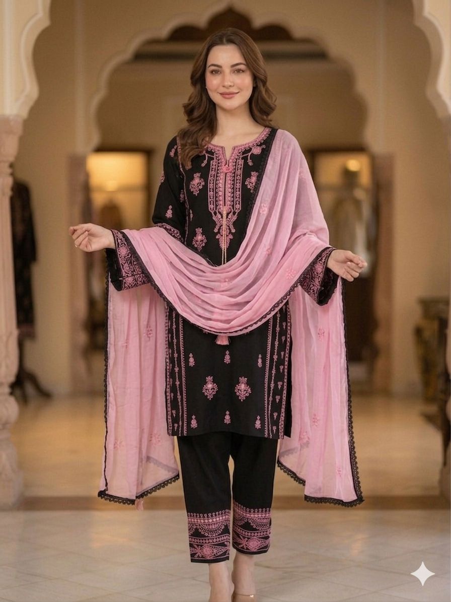 Stunning Embroidered Rayon Suit Set