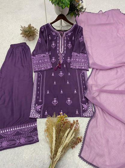 Stunning Embroidered Rayon Suit Set