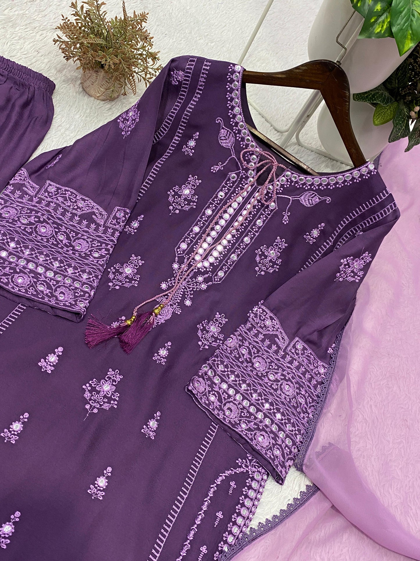 Stunning Embroidered Rayon Suit Set