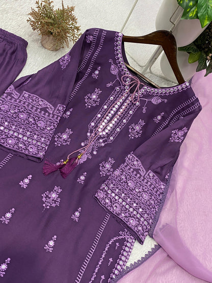 Stunning Embroidered Rayon Suit Set
