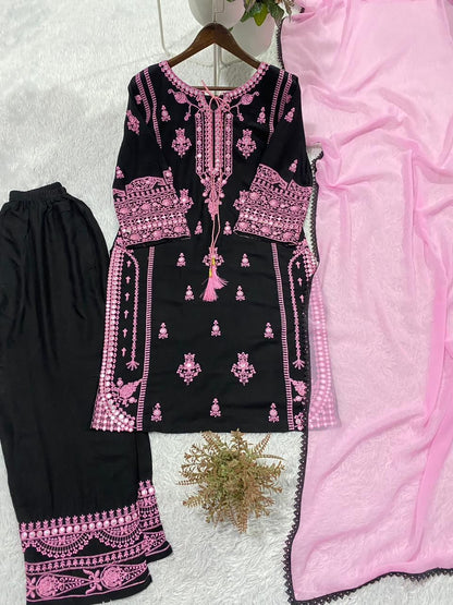 Stunning Embroidered Rayon Suit Set
